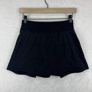 Lululemon Skirt Skort Womens 2‎ Black Pace Setter Run Pleated Back Zip Pocket